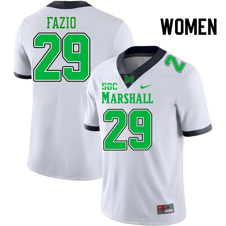 Women #29 C.J. Fazio Marshall Thundering Herd SBC Conference College Football Jerseys Stitched-White